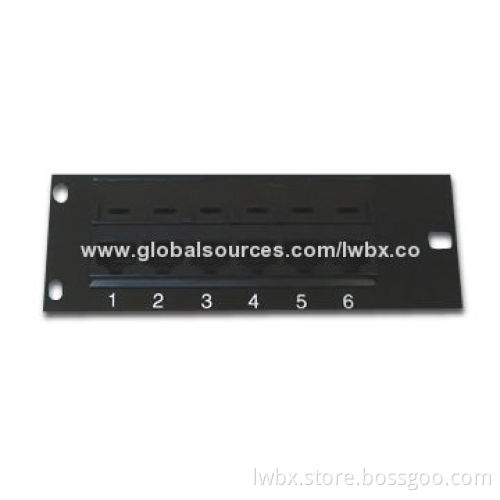 6 Port 5-inches Cat5e/6 Patch Panel, Made of Cold-rolled Steel + PC